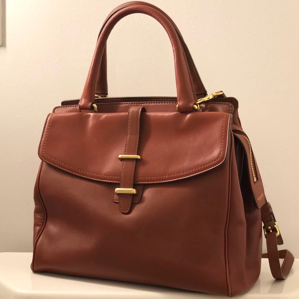 Coach leather top handle convertible shoulder bag